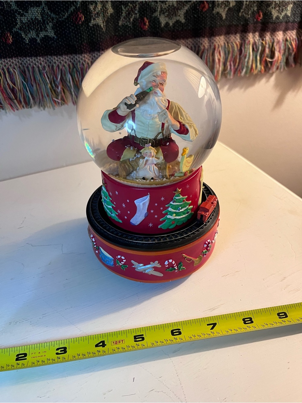 Coca Cola Red Santa Snow Globe with moving train